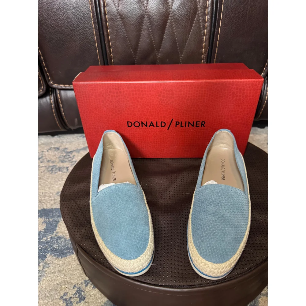 DONALD PLINER | Blue Embossed Suede Espadrille Loafers Size 5
